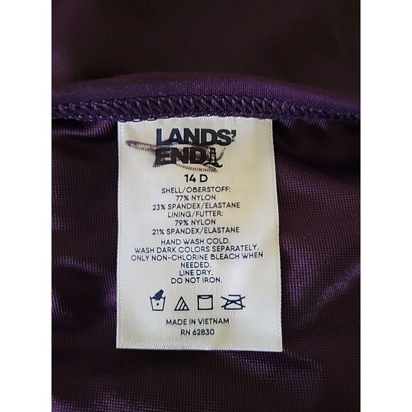 Women's Purple 14D  Swim Tank Top High Neck Padded Bra Lands' End Modest S870 - Picture 5 of 6